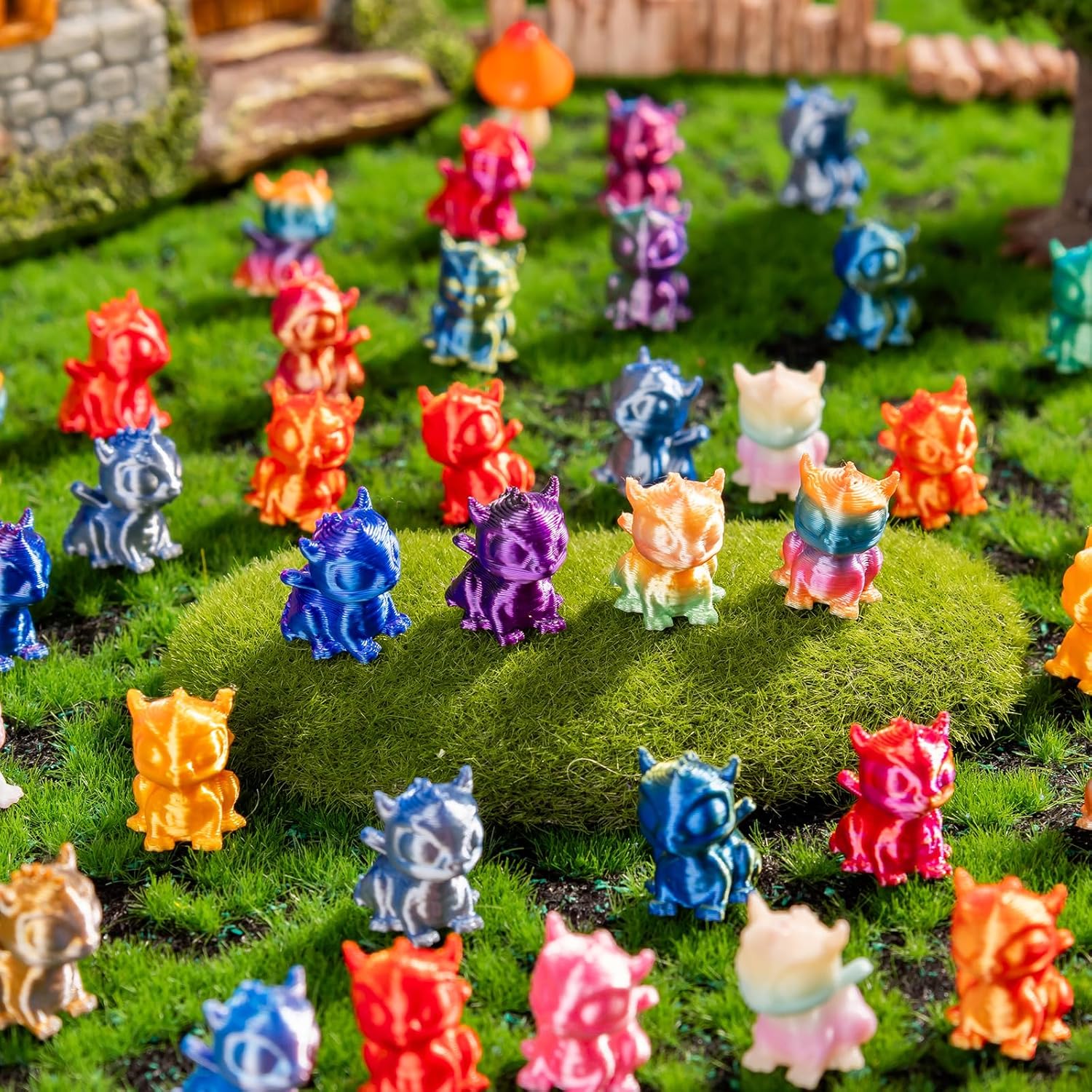 Skiennix Mini 3D Printed Dragon Figurines - 100pcs Tiny Animal Decor for Fairy Gardens & Aquariums
