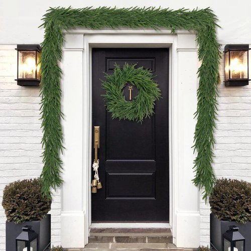 Realistic Thick and Lush Christmas Garland for Mantle Christmas Decorations Indoor 6FT Real Touch Artificial Pine Garlands for Stairs Railing Outdoor Fireplace Table Xmas Holiday Decor Winter Greenery