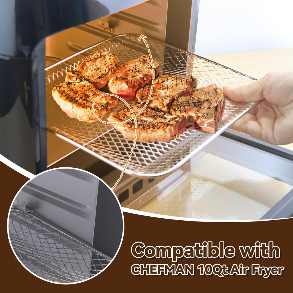 Air Fryer Accessories for CHEFMAN Multifunctional Digital Air Fryer 10 Qt, 2pack Basket Tray 100pcs Air Fryer Liners and 4pcs Black Non Stick Mat