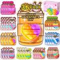 TOAPER 36 Pack Valentines Day Gifts for Kids - Bulk Prefilled Valentines Heart Pop Keychain Toys Classroom Cards, Valentine’s Day Cards for Kids Boys Girls School Class Exchange Gifts