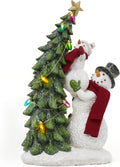 Valery Madelyn Christmas Snowman Figurines - Adorable Red & White Resin Family Decor | 12.5 Inch Indoor/Outdoor Holiday Lights
