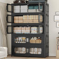 250GAL Extra Large Storage Bins - Stackable Collapsible Plastic Containers with Lid & Wheels | 5-Pack Black