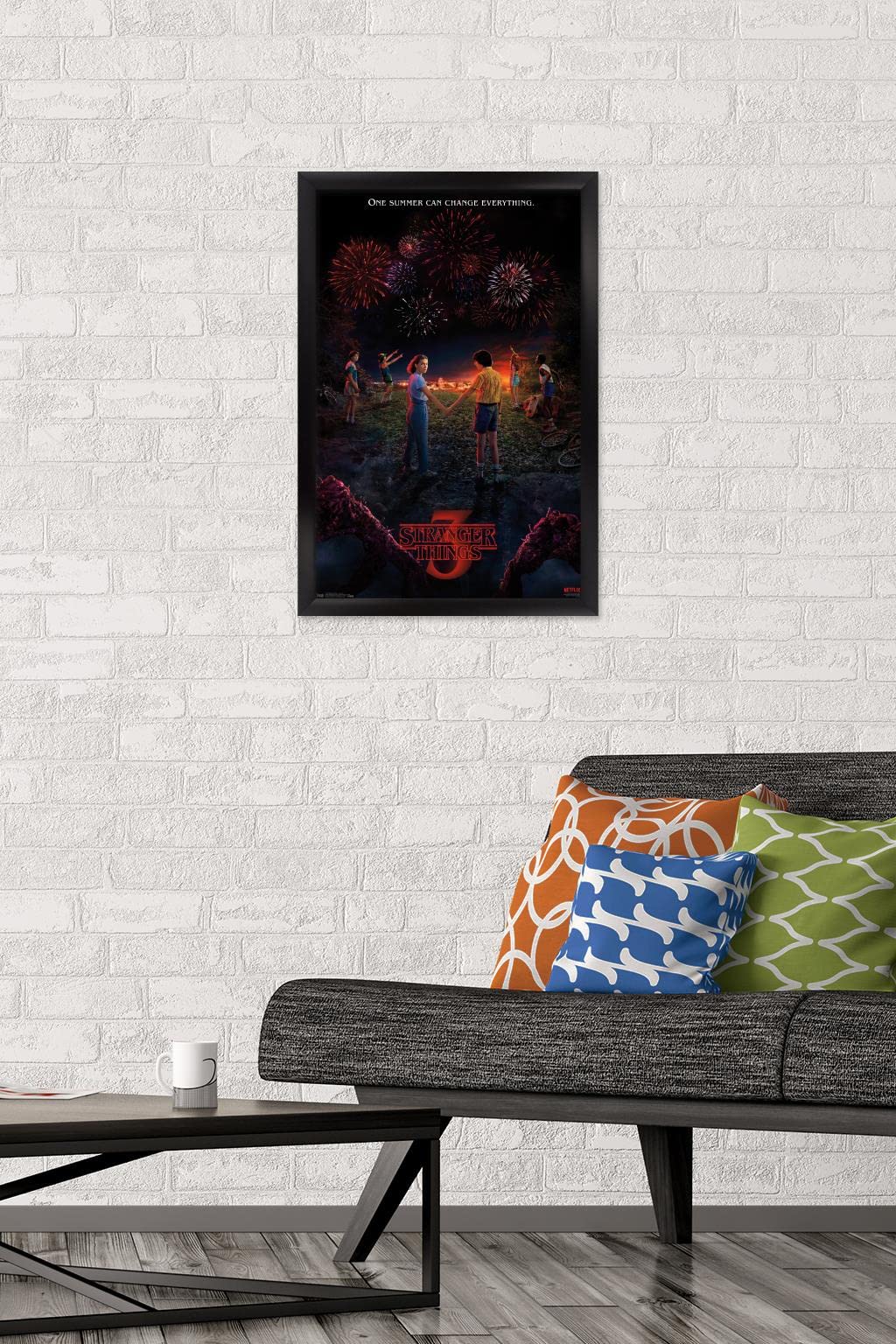 Trends International Netflix Stranger Things: Season 3 - Key Art Wall Poster, 14.725" x 22.375", Black Framed Version