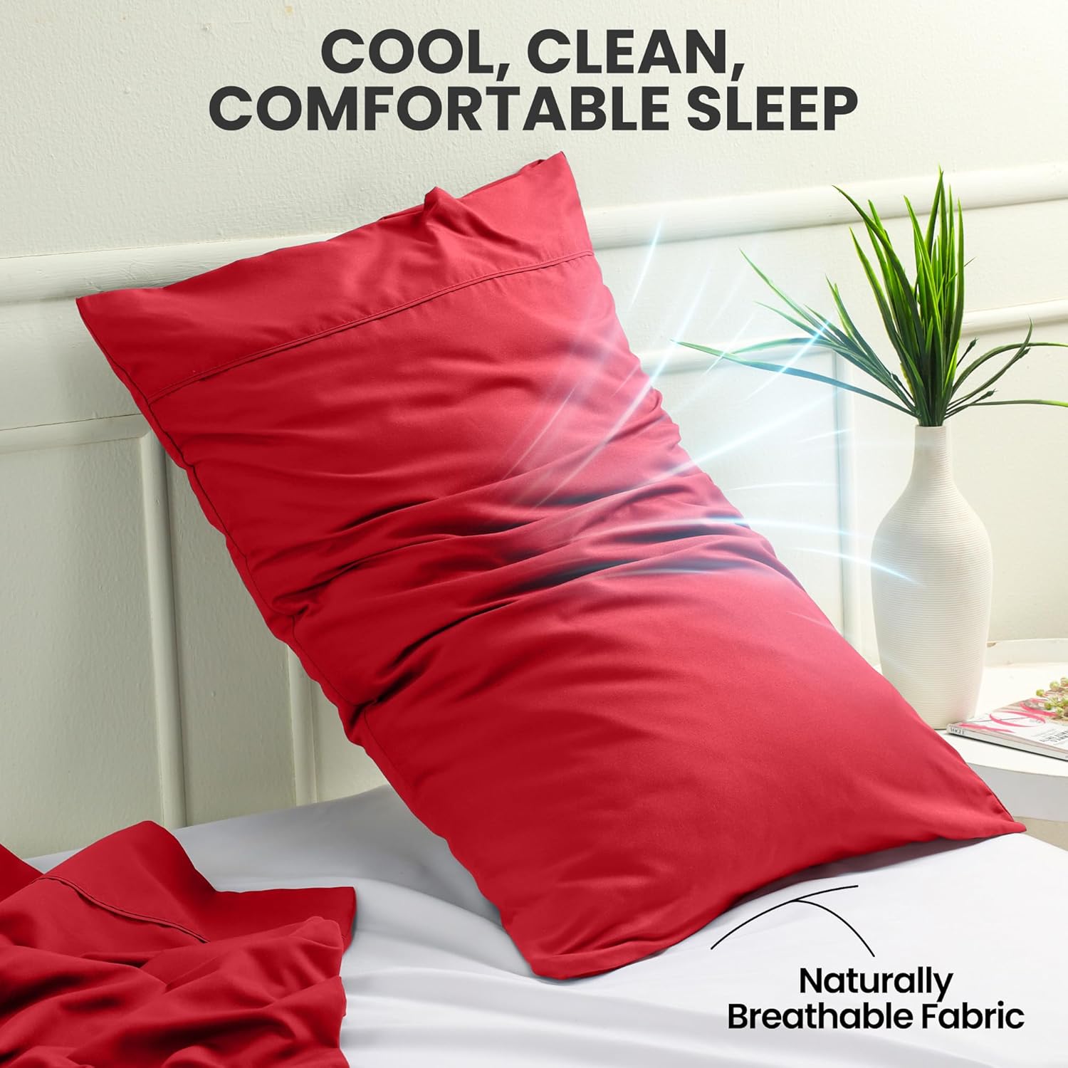 Utopia Bedding Queen Pillow Cases - Soft Brushed Microfiber - 2 Pack, Fade Resistant, 20 x 30 Inches | Red