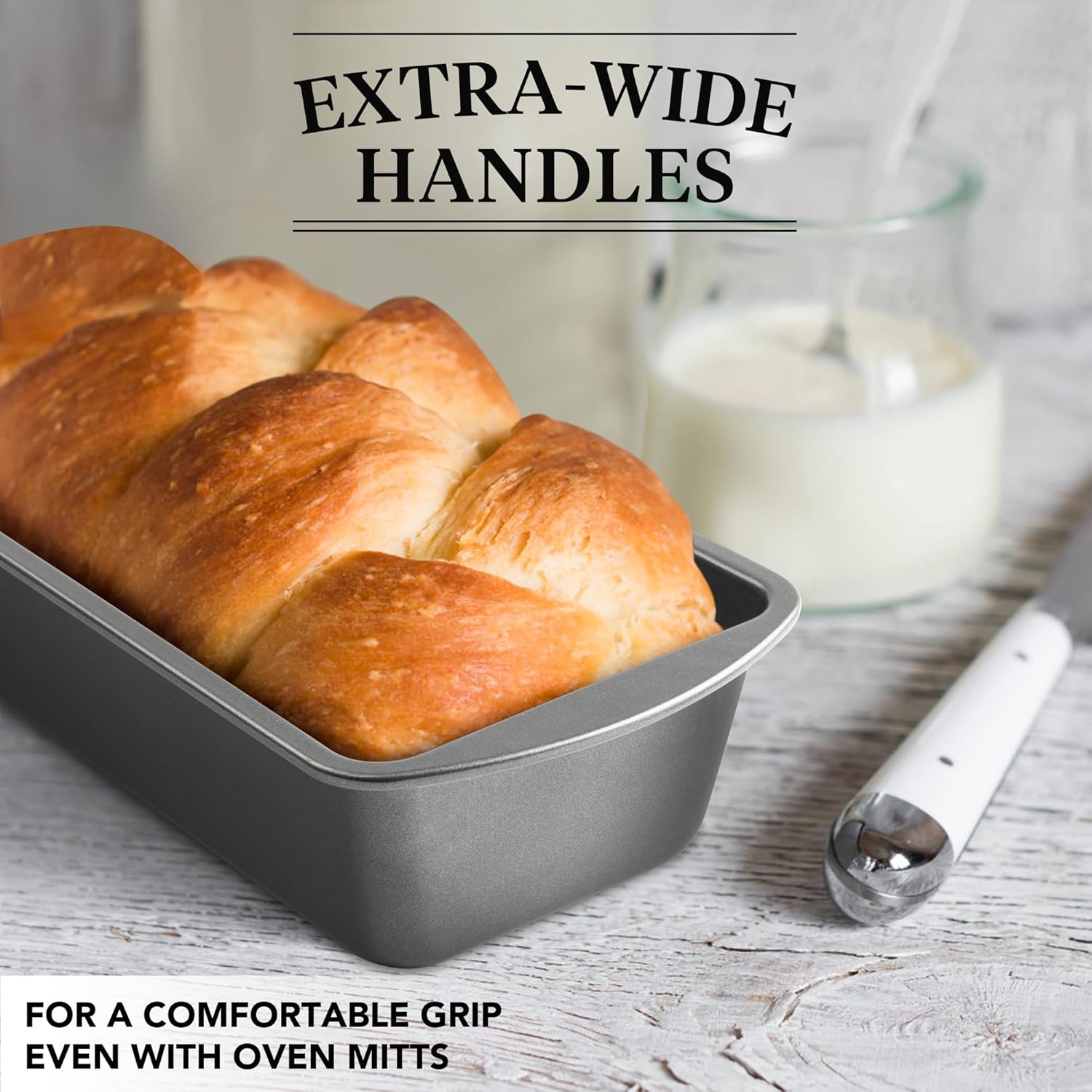 Tiawudi Extra Large Nonstick Bread Pan Set - 13" x 5" Rectangular Loaf Tins for Perfect Baking