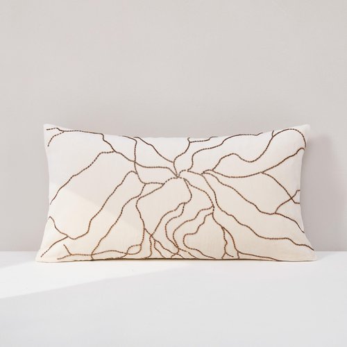 Lush Decor x Chuks Collins Roots Velvet Decorative Pillow Cover Single 12" W x 22" L Cream - 12x22 Pillow Cover - Luxury Throw Pillows for Bed, Couch or Chair - Luxury Home Decor