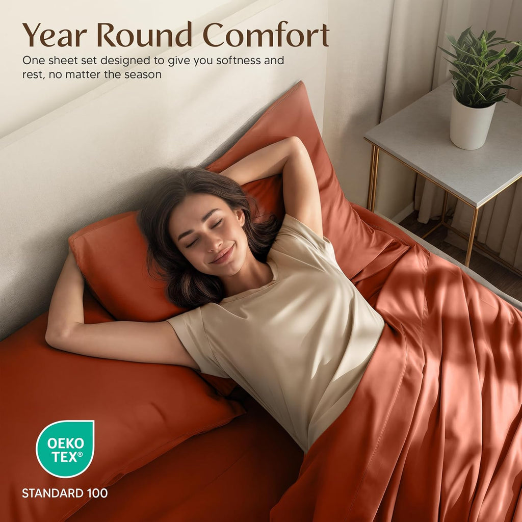Utopia Bedding California King Sheet Set - Soft, Breathable Microfiber, 4-Piece in Orange | Oeko-Tex Certified