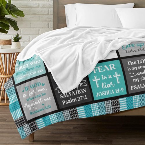 UHANKRU Christian Blanket for Women Faith - Teal Christian Gift - I Am a Child of God Blanket - Inspirational Religious Birthday Gifts for Women, Baptism Gifts for Girl, 60"x50"