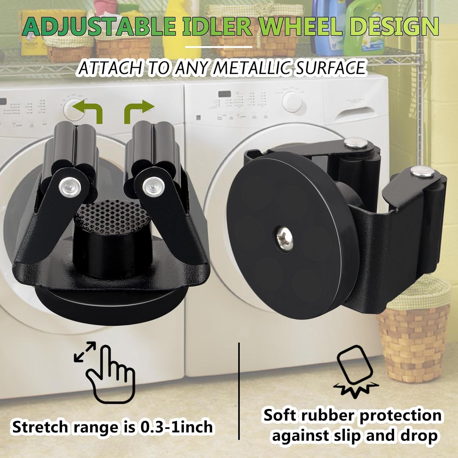 ULIBERMAGNET Magnetic Mop Holder - Heavy Duty Wall-Mounted Storage Rack | 2 Pack, Black