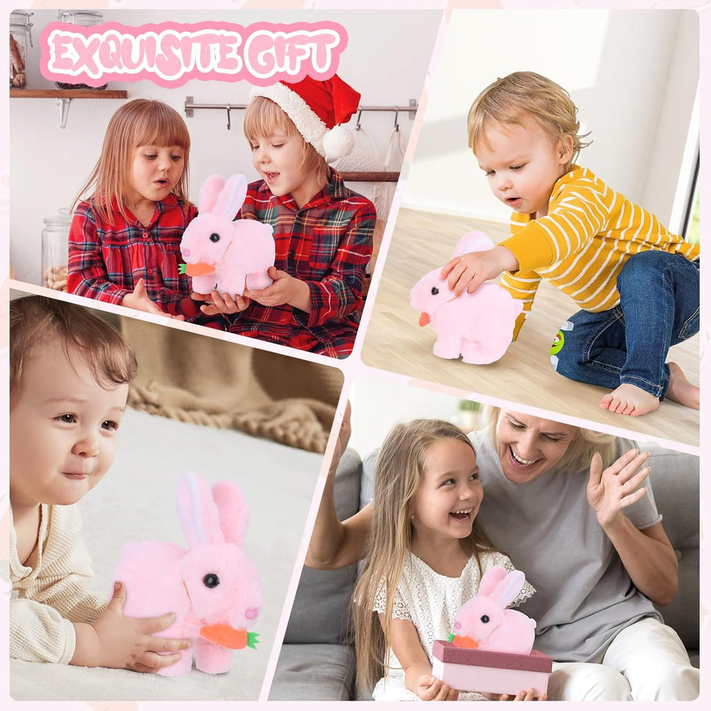 RichRabbit Bunby - Realistic Interactive Bunny Toy | Jumping, Twitching Ears - Pink