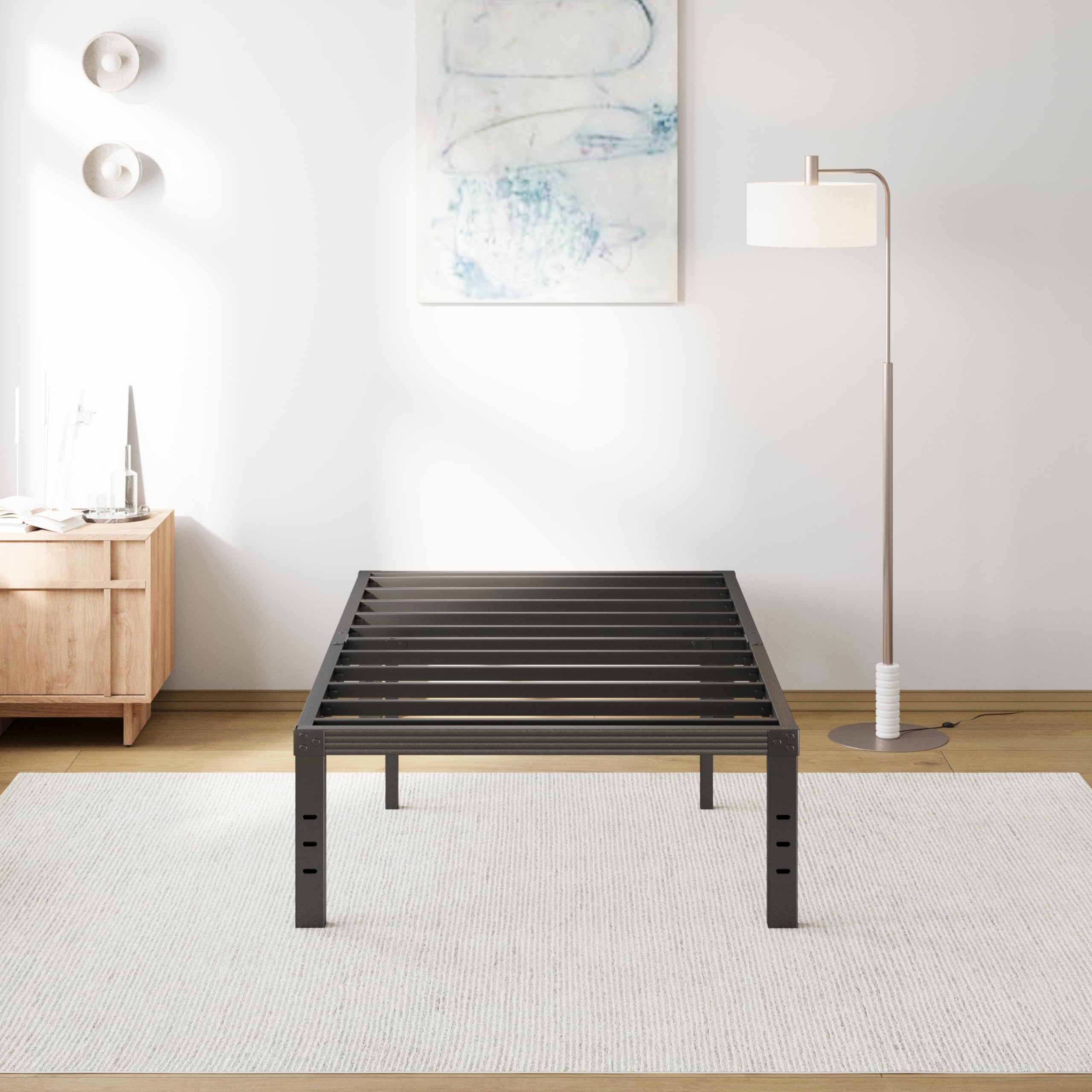 COMASACH Twin Size Bed Frame 16" Tall Heavy Duty, Metal Platform Bed Frame,Sturdy Steel Frame,No Box Spring Needed,Noise-Free,Easy Assembly