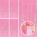 Skiennix 5-Pack Pink Tinsel Curtain - Foil Fringe Party Decorations for Birthdays & Graduations