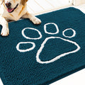 OLANLY Dog Door Mat - Absorbent Non-Slip Muddy Paws Design | Quick Dry Chenille 32x20, Atlantic Blue