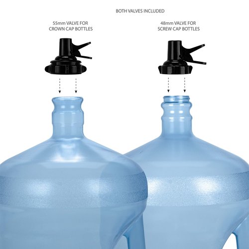 Brio Metal Plated 3-5 Gallon Water Jug Stand and 2 Dispenser Valves, Rust-Resistant Non Slip Water Stand with BPA Free Fast Flow Water Spout Fits Both 48mm and 55mm Bottles 2 CAPS Included (Black)