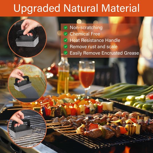 NxeAnnQi 10 Pieces Griddle Cleaning Kit for Blackstone & More - Professional Flat Top Grill Cleaning Kit with Heavy Duty Griddle Scraper, Grill Stones, Scouring Pads & Ergonomic Handles