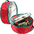 TITA-DONG Christmas Wreath Storage Bag - 2 Pcs 16-Inch Portable Organizer with Dual Zipper & Transparent Window