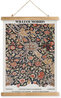 MIDEFINCH Vintage Floral Scroll Textile Print Poster - Retro Botanical Wall Art | 16x23 Inch with Wooden Hanger