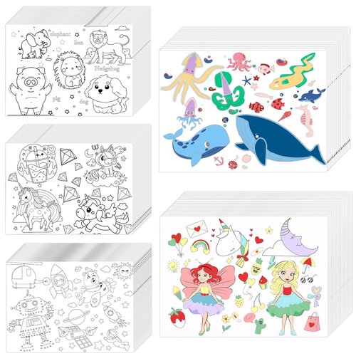500 Pcs Disposable Paper Placemats Coloring Activity Sheets Paper 14"x10" Table Mats Disposable Dining Table Placemats Unicorn Coloring Placemat for Restaurant Thanksgiving Christmas Party DIY