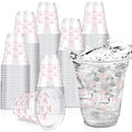 Yuxung 50 Pcs Pink Bow Snack Cups 12 oz Bow Plastic Cups Lovely Bowknot Tumbler for Just Wanna Be One Birthday Wedding Baby Shower Party Supplies