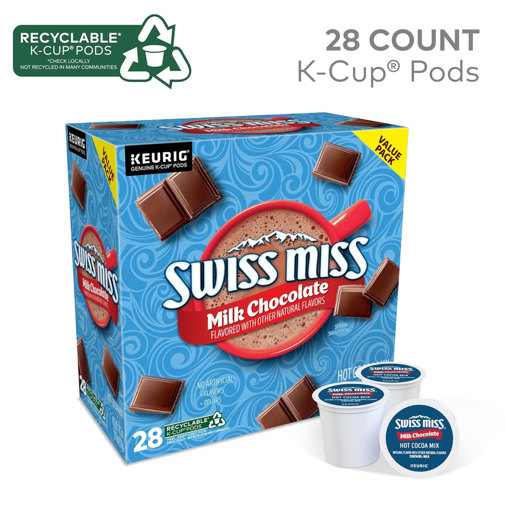 Swiss Miss Hot Cocoa K-Cup Pods - Rich Milk Chocolate Flavor | 28 Single-Serve Cups