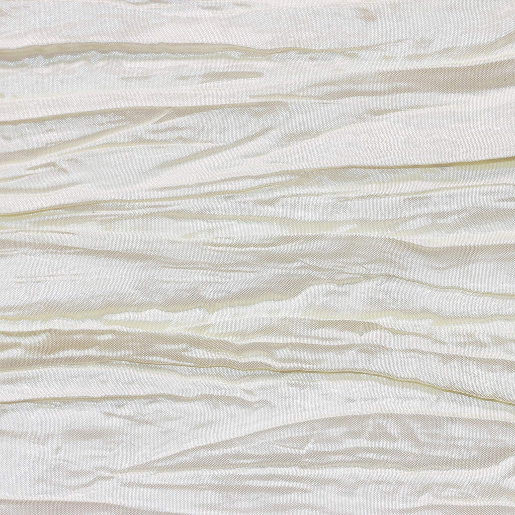 YOUR CHAIR COVERS - 90 Inch Round Crinkle Taffeta Tablecloth - Ivory, Crushed Shiny Dining Table Cloth for Wedding Party Birthday Baby Bridal Shower