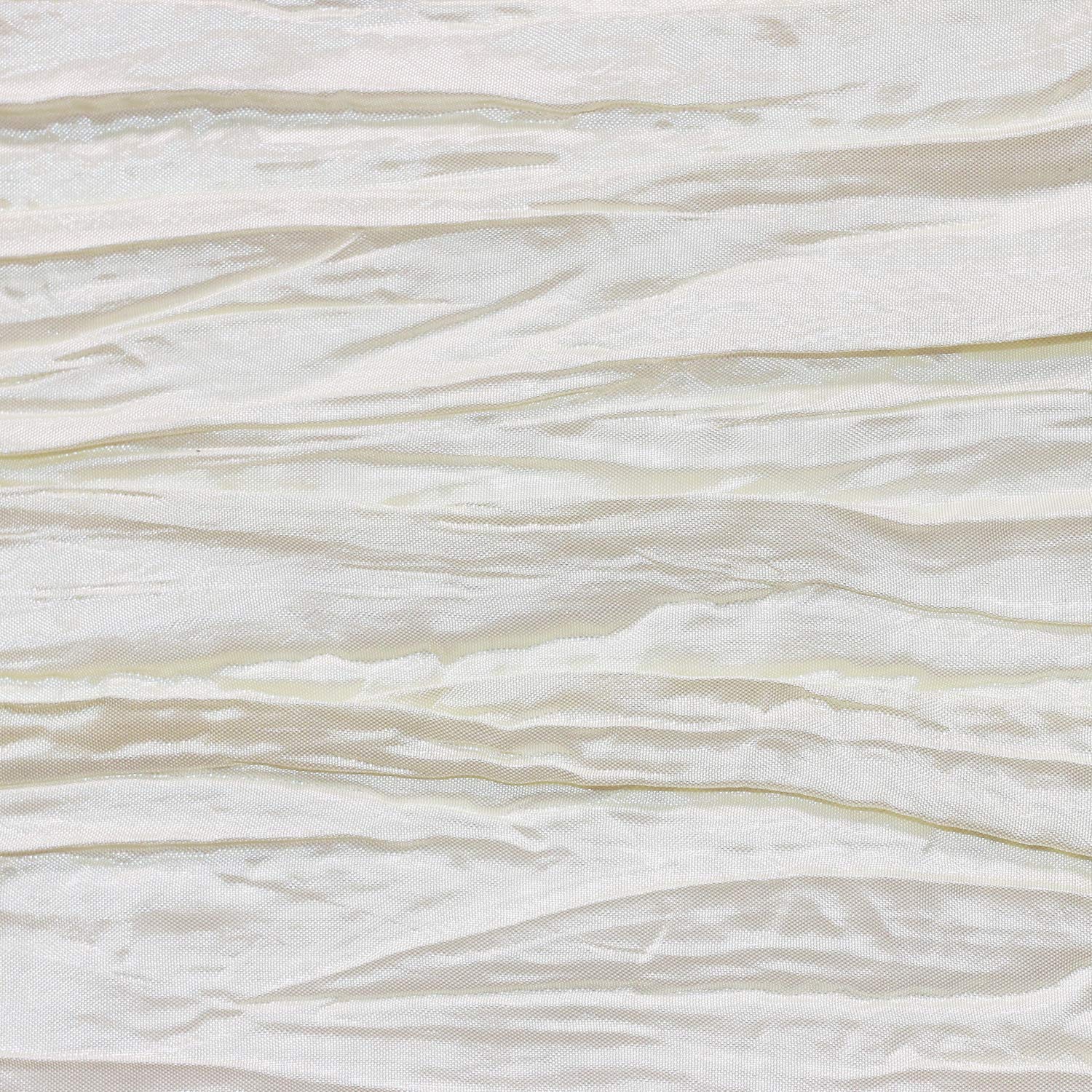 YOUR CHAIR COVERS - 90 Inch Round Crinkle Taffeta Tablecloth - Ivory, Crushed Shiny Dining Table Cloth for Wedding Party Birthday Baby Bridal Shower