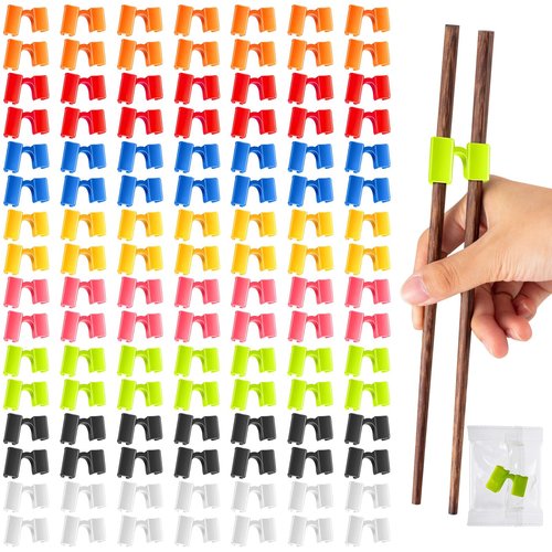 Suttmin 500 Pcs Reusable Chopsticks Helper Multicolor Plastic Practice Chopstick Trainer Hinges Connector Chinese Chop Stick Helper for Adult Learner Beginner