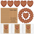 Leinuosen 50 Set Christian Gifts John 3: 16 Pocket Hug Heart Token Wooden Bible Verses Token with Prayer Cards for Church Supplies Sunday School (Dark Brown)