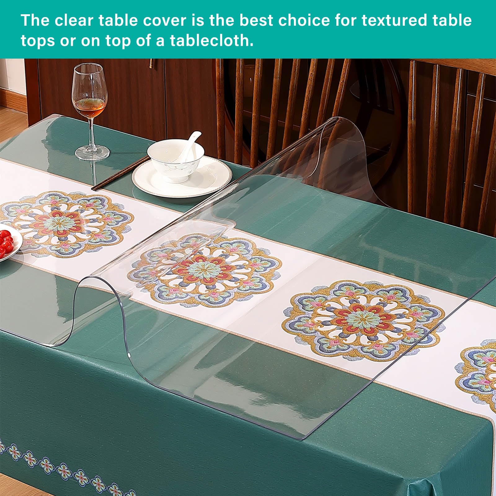 AimerGro Clear Table Protector Cover, 24x120 Inch, 1.5mm Thick Plastic, Coffee Table Protector Pad, Easy Clean