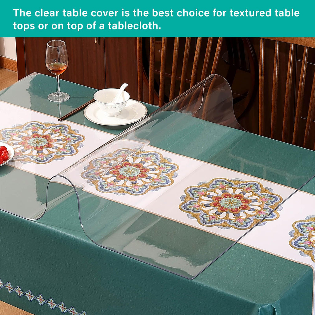 AimerGro 44x96 Inch Upgraded Clear Plastic Tablecloth Coffee Dining Room Table Protector Cover Water Resistant Easy Clean Wood Marble Furniture Protection Vinyl PVC Office Writing Desk Pad Mat Cover