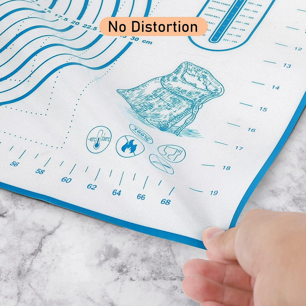Skiennix Silicone Baking Mat - Non-Stick Pastry Mat with Measurements for Dough & Cookies | 24'' x 32'' Blue
