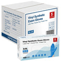Schneider Blue Vinyl Synthetic Exam Gloves, Large, Case of 1000, 4-mil, Powder-Free, Latex-Free, Non-Sterile, Disposable Gloves