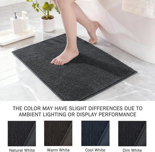 Exclusivo Mezcla Bathroom Rugs - Extra Soft Chenille Mat, Quick Dry & Machine Washable | 24x36, Grey
