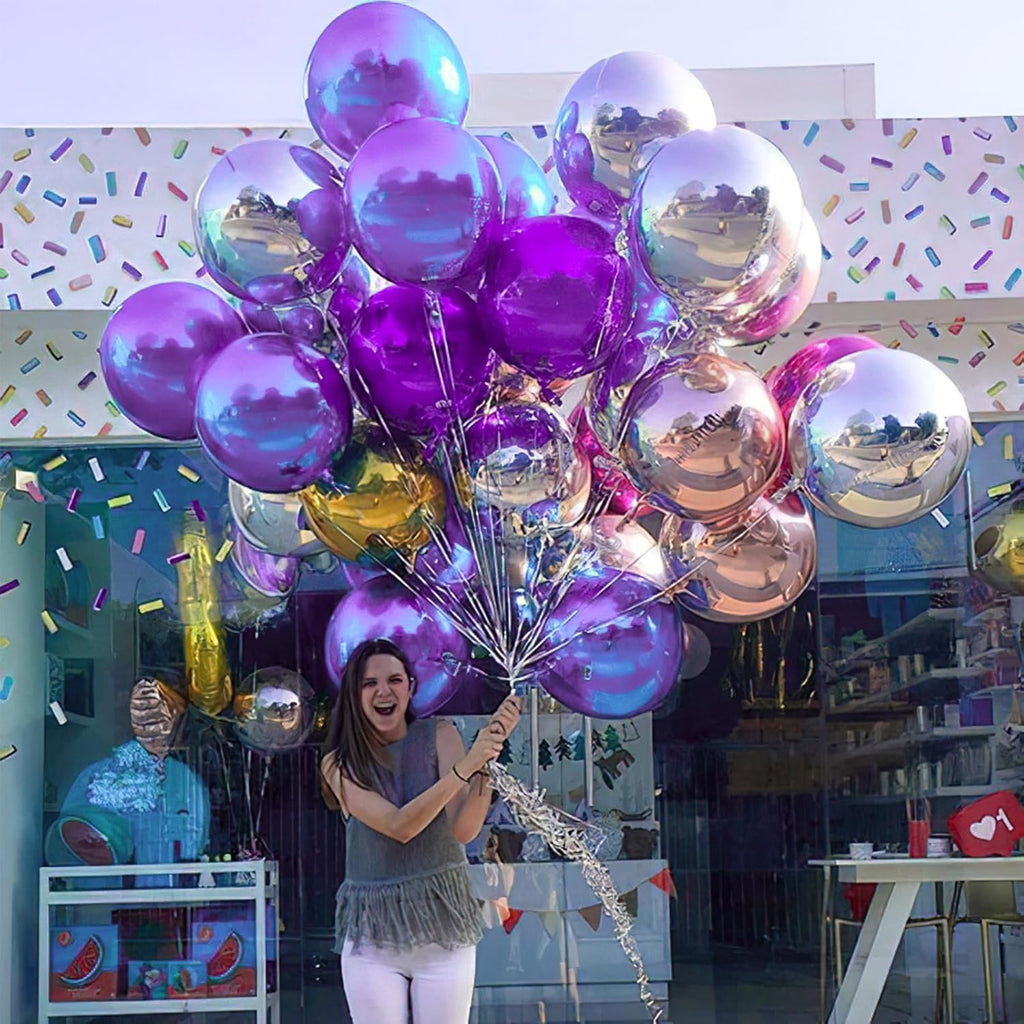 PartyWoo Metallic Purple Foil Balloons - 22 Inch Jumbo Round Mylar Balloons for Halloween & Birthday Decor