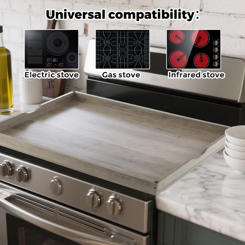 Kosydown Basic Stove Top Covers for Gas Burners and Electric Stove, 30"L x 22"W x 2.4" Gas Stove Cover, Wooden Cutting Boards/Sink Cover for Kitchen, Tray for Kitchen Counter Space (Grey)