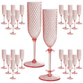XUWAIDSGN 48 Pack Pink Detachable 2 piece Champagne Flutes 5.5 Oz Unbreakable Plastic Mimosa Disposable Champagne Glasses Drinking Cups Stemmed Reusable Wine Toasting Glasses for Wedding