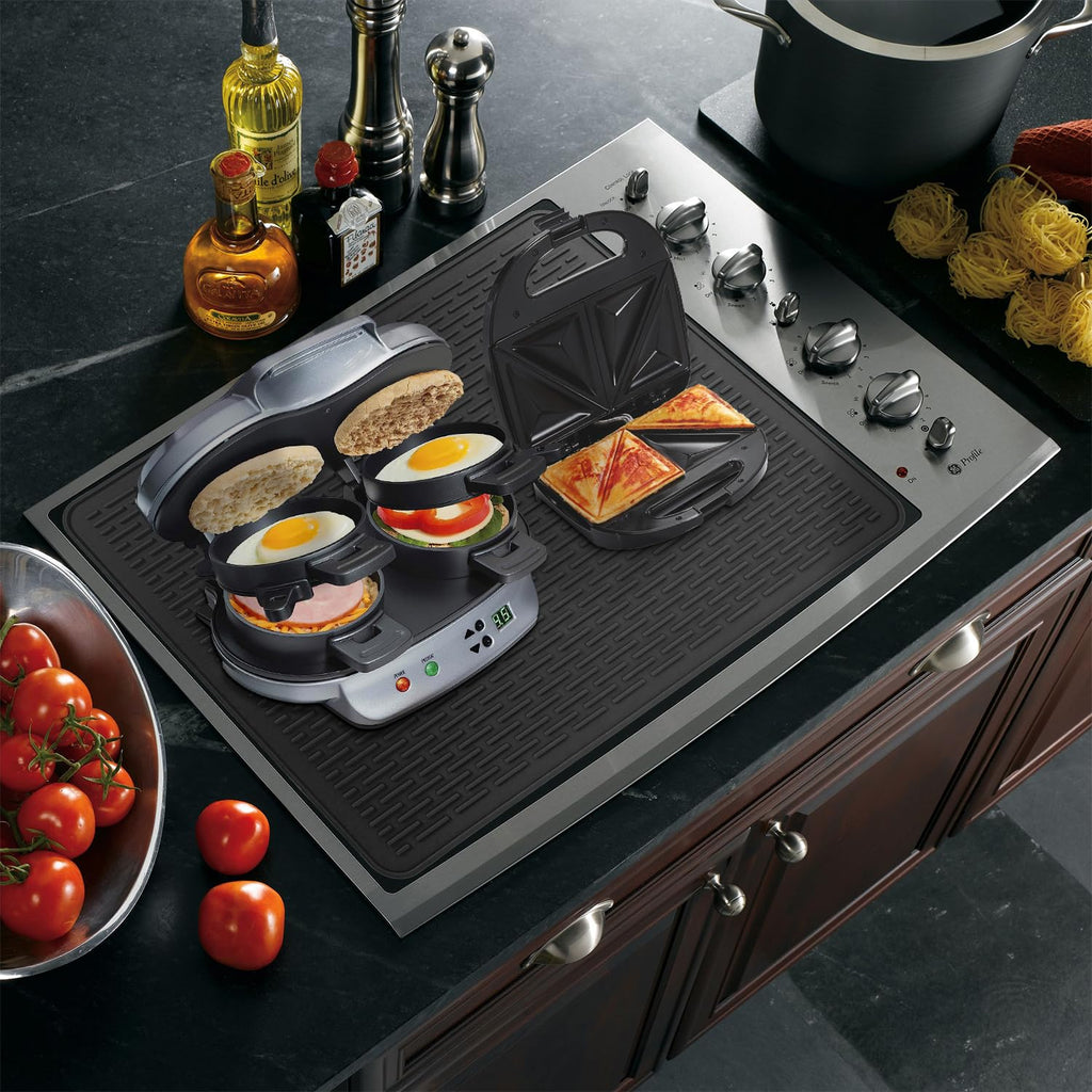 Golener Silicone Stove Cover - 36.5" x 20.5" Electric Stove Protector, Food Grade, Foldable, Easy Clean, Heat-resistant Silicone Mat for Glass, Black