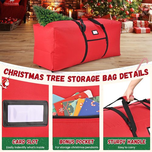 Heavy-Duty Waterproof Christmas Tree Storage Bag by [Brand Name] - 9 ft, Dust-Proof & UV-Proof with Dual Zipper & Wheels