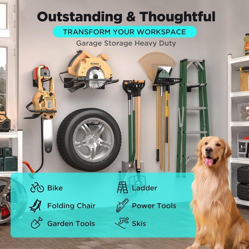**Heavy Duty Garage Hooks by [Brand Name] - 12.4 Inch Wall Mount Hangers | Max Load 200 lbs for Ladders & Tools**