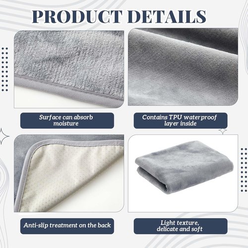 Fanfanwin 2 Pcs Couples Waterproof Mat Lover Reusable Stainproof Blanket Quiet Easy Use Mattress Protector for Adult Multi Functional Bed Sheet Couple Pleasure Comfort (27 x 27 in,Grey)