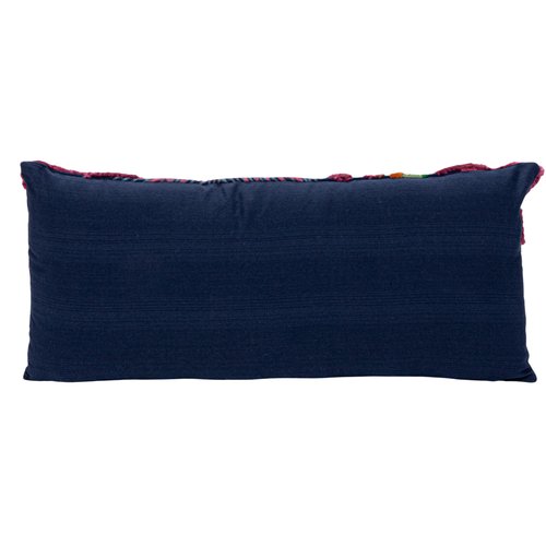 Creative Co-Op Embroidered Fabric Indoor/Outdoor Lumbar Pillow with Botanicals and Tufting, Multicolor