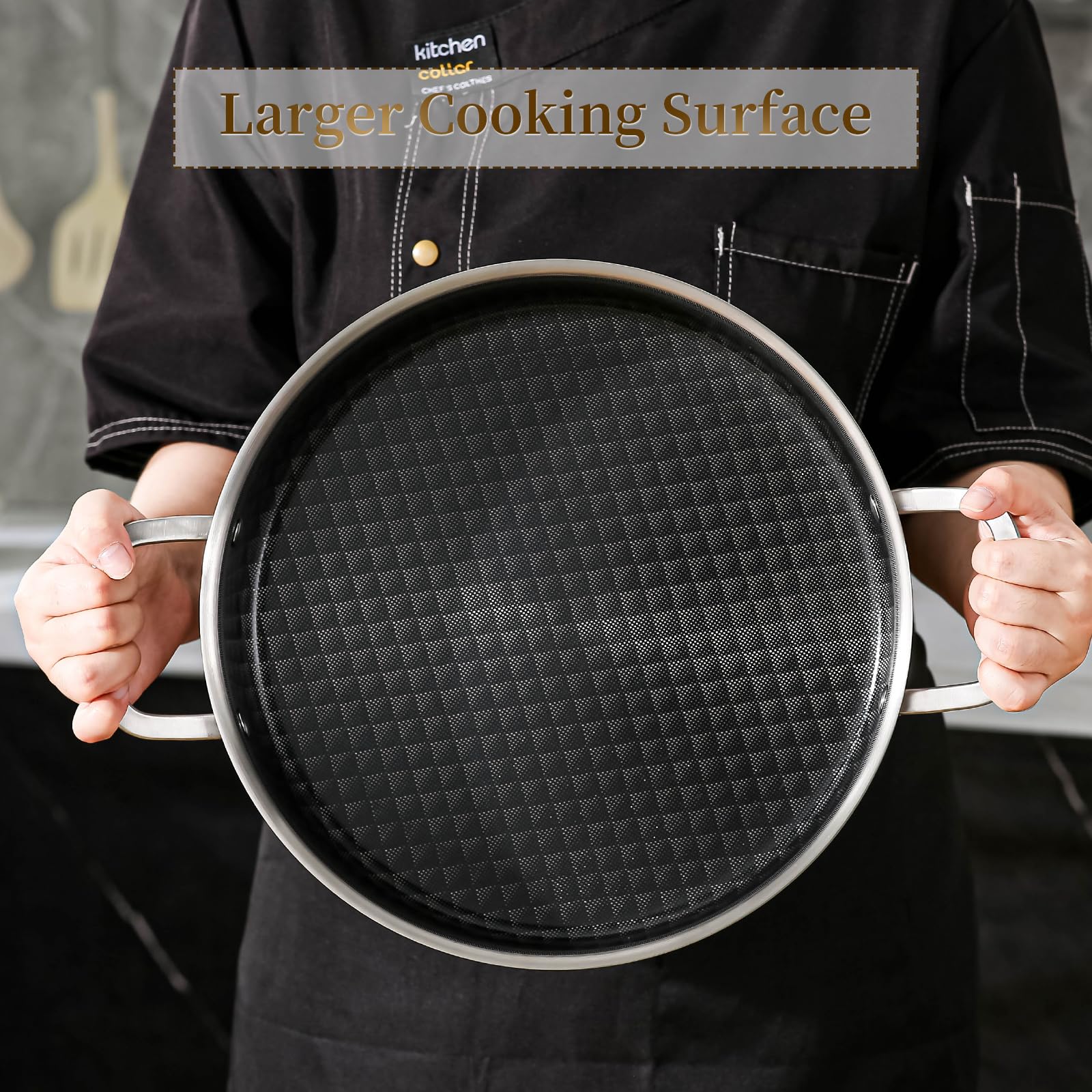 DELARLO Tri-Ply Stainless Steel Braiser Pan with Lid 5 Quart Nonstick Induction Cooking Rondeau Pot 12 Inch Deep Frying Pan Large Saute Pan Heavy Duty, Dishwasher and Oven Safe to 550℉