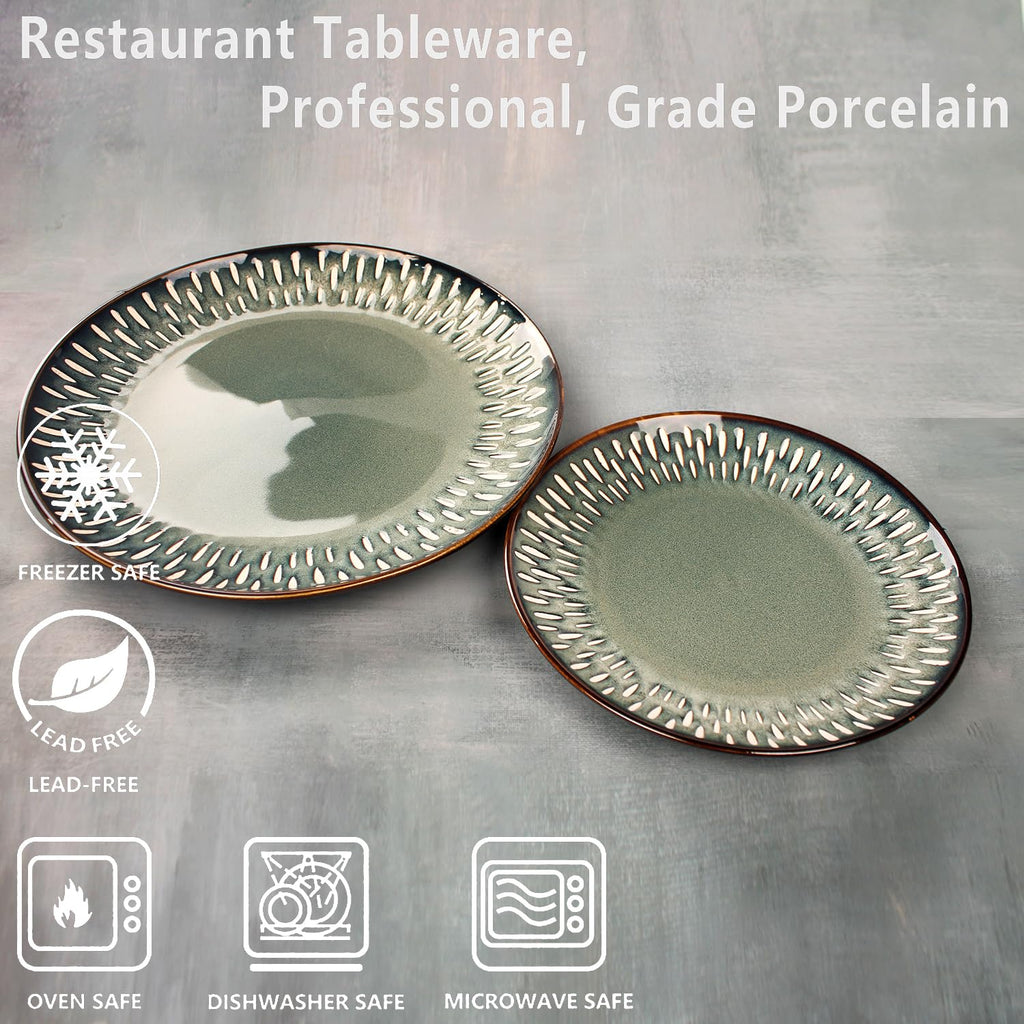 jinsongdafa 10.6-Inch Porcelain Plates Set, for Appetizer, Dinner Plates, Salad, Dessert, Snacks, Serving Plate Set of 4, Microwave and Dishwasher Safe, apply Home, Restaurant