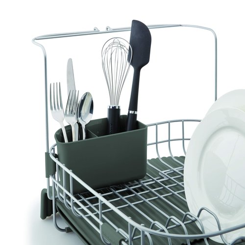 KitchenAid Satin Wire Expandable Dish Rack, 23.18-Inch, Gray