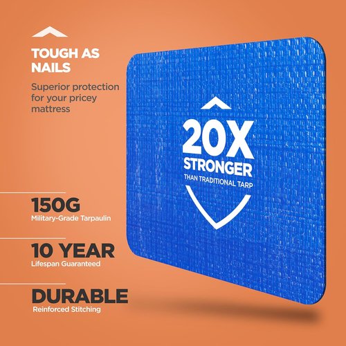 Mattress Bags For Moving - Queen Size Tear-Proof Storage Cover With 8 Handles & Dual Zippers