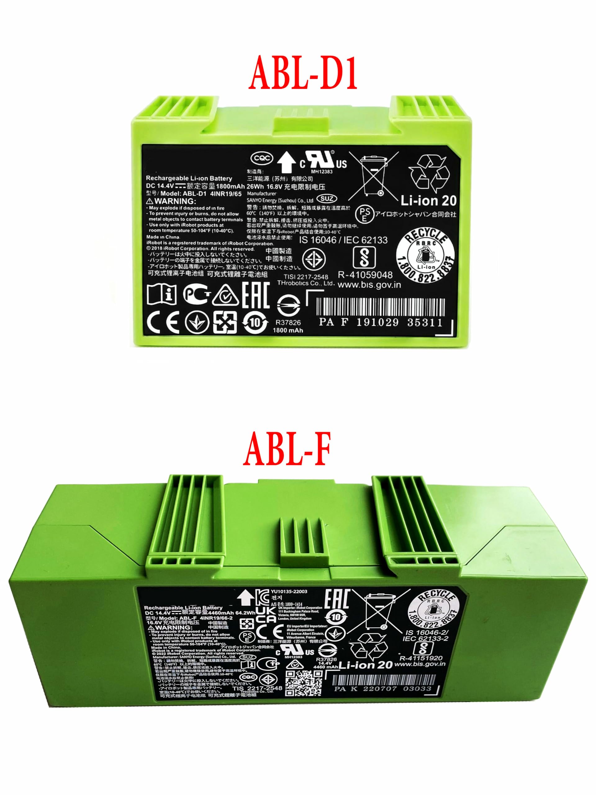 （High Capacity 64.2Wh） ABL-F ABL-D1 ABL-D2 Cleaner Battery for iRobot for Roomba e and i Series i7+ i7 7150 7550 i7550 i7558 i8 i8+ i4 i4+ i3 i3+ e5 5150 e6 e6198 for Roomba i755020 i7558 J7 J7+