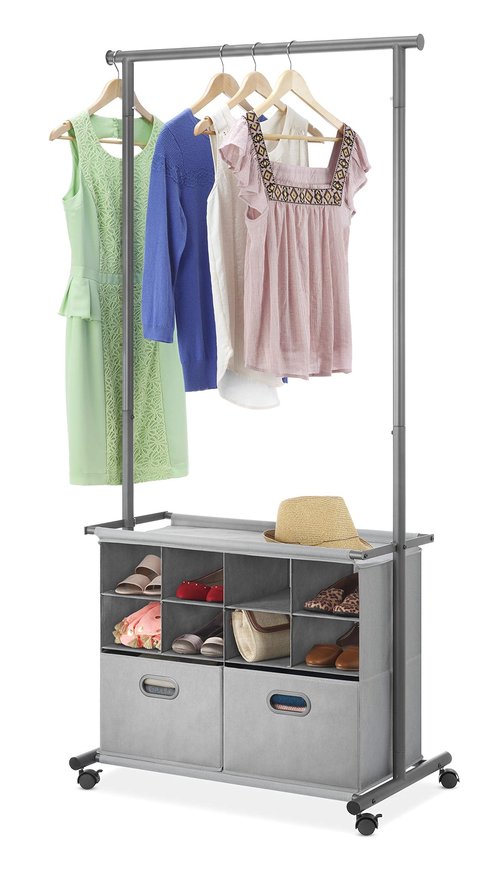 Whitmor Rolling Closet Organizer with Shelves & Drawers - Grey