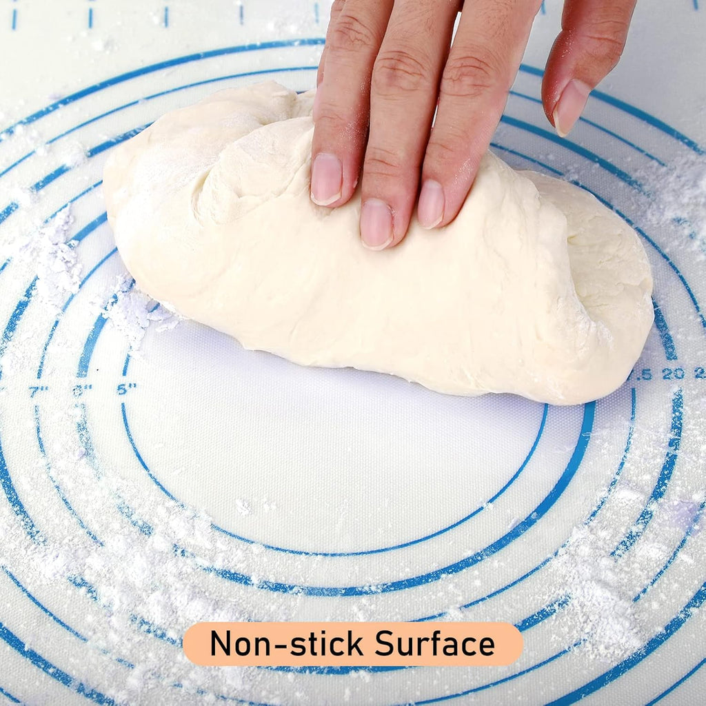 Skiennix Silicone Baking Mat - Non-Stick Pastry Mat with Measurements for Dough & Cookies | 24'' x 32'' Blue