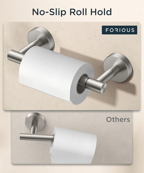 FORIOUS Toilet Paper Holder - Rustproof Stainless Steel Double Post Pivoting Design | 2 Pack