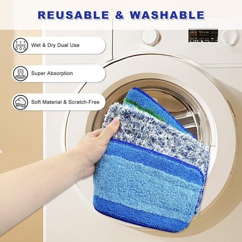 Bona - 6 Pack Microfiber Cleaning Pads - Washable & Reusable for Hardwood Floors | Deep Cleaning & Dusting
